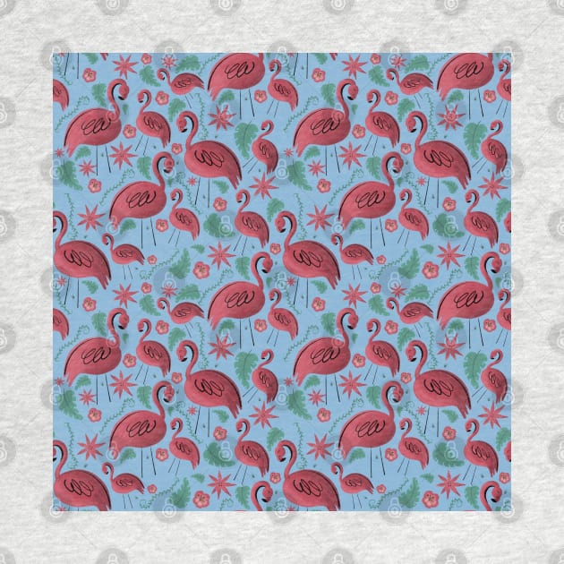 Flamazing day flamingos pattern blue background by Arch4Design